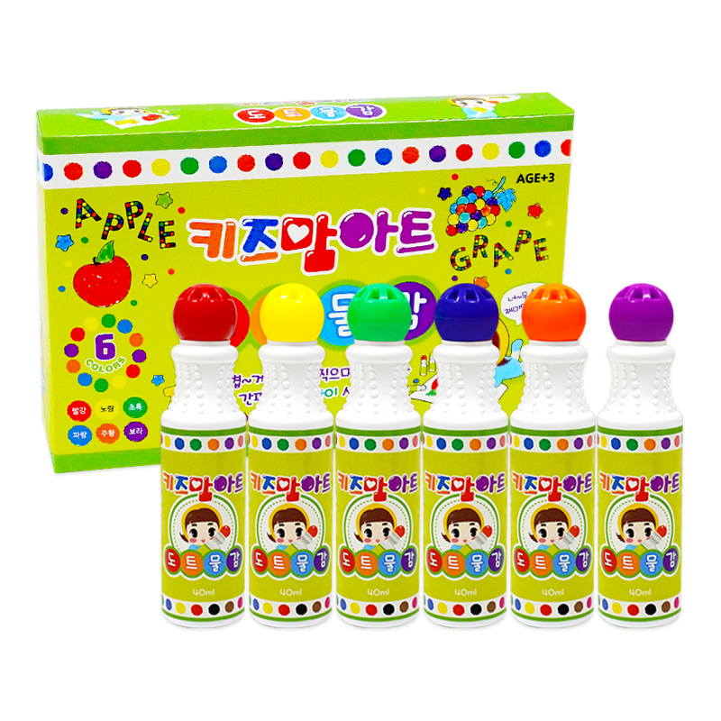도트물감/40ml/6색/레인보우세트