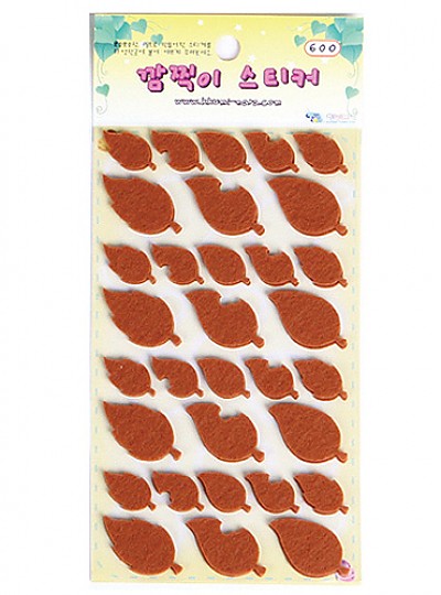 깜찍이스티커/벌레먹은잎/갈색