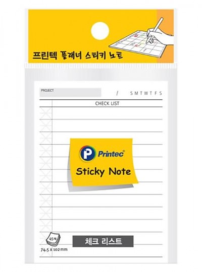 플래너스티키노트/PL74C/체크리스트/74.5x102mm/45매/프린텍